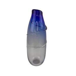 Vintage Clear Blue Cobalt Swirl Vase Art Glass Murano Blown Home Decorative